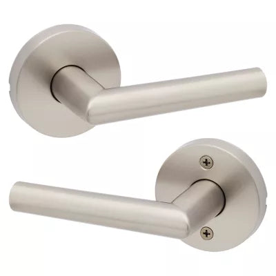 Kwikset Milan Lever with Round Rosette Satin Nickel