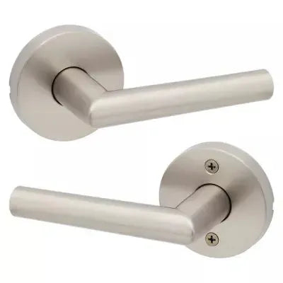 Kwikset Milan Lever with Round Rosette in Satin Nickel finish