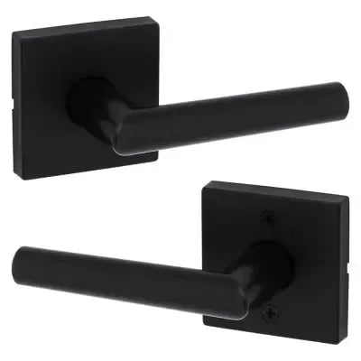 Kwikset Milan Lever with Square Rosette in Matte Black finish