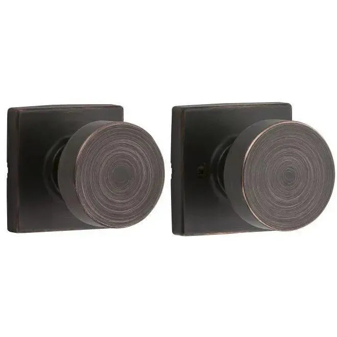Kwikset Pismo Knob with Square Rosette in Venetian Bronze finish