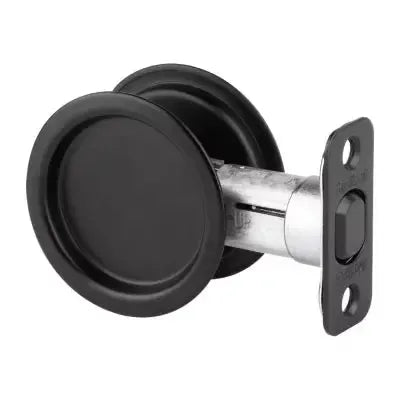 Kwikset Round Pocket Door Lock in Matte Black finish