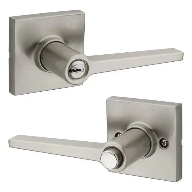 Kwikset Safelock Daylon Lever with Square Rosette in Satin Nickel finish