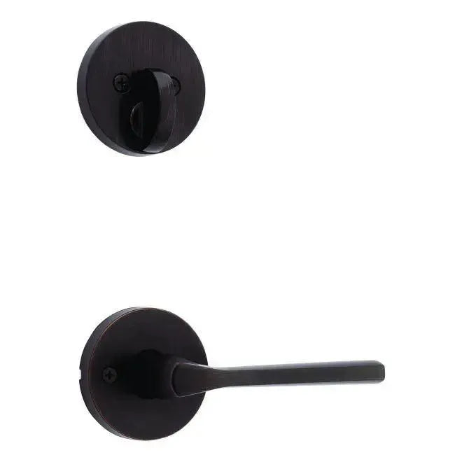 KwiksetKwikset Single Cylinder Interior Lisbon Lever Trim With Round Rosette - Exterior Trim Sold Separately in Venetian Bronze