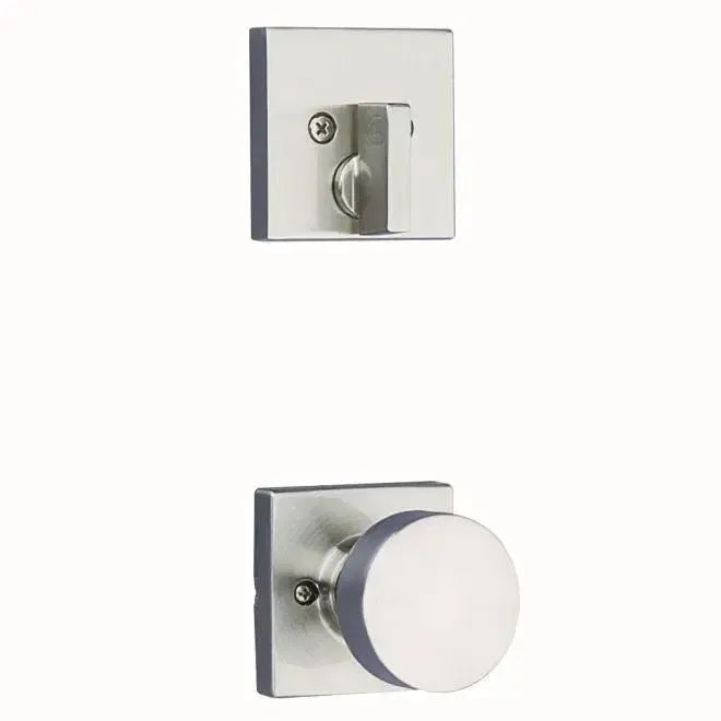 Kwikset Single Cylinder Interior Pismo Knob Trim With Square Rosette - Exterior Trim Sold Separately in Satin Nickel finish