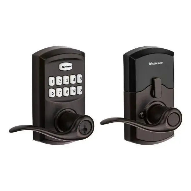 Kwikset Smartcode Keypad Electronic with Tustin Lever with SmartKey Venetian Bronze