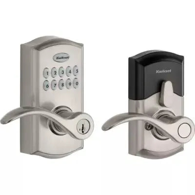 Kwikset SmartCode Light Commercial Electronic Pembroke Lever with SmartKey in Satin Nickel finish