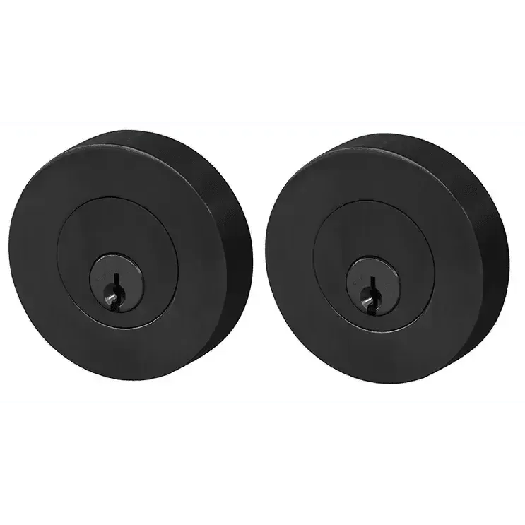 Linnea DB63R Modern Keyed Entry Double Cylinder Deadbolt and Round Rose in Satin Black finish