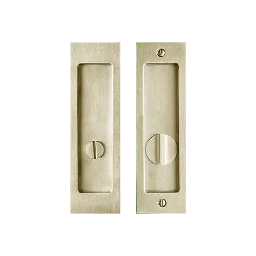 Linnea PL160S Square Privacy Pocket Door Lock with Straight Pull in Satin Brass finish