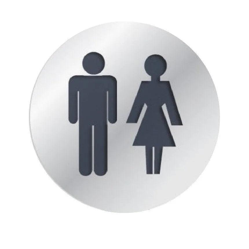 Linnea Round Unisex Restroom Sign Polished Stainless Steel
