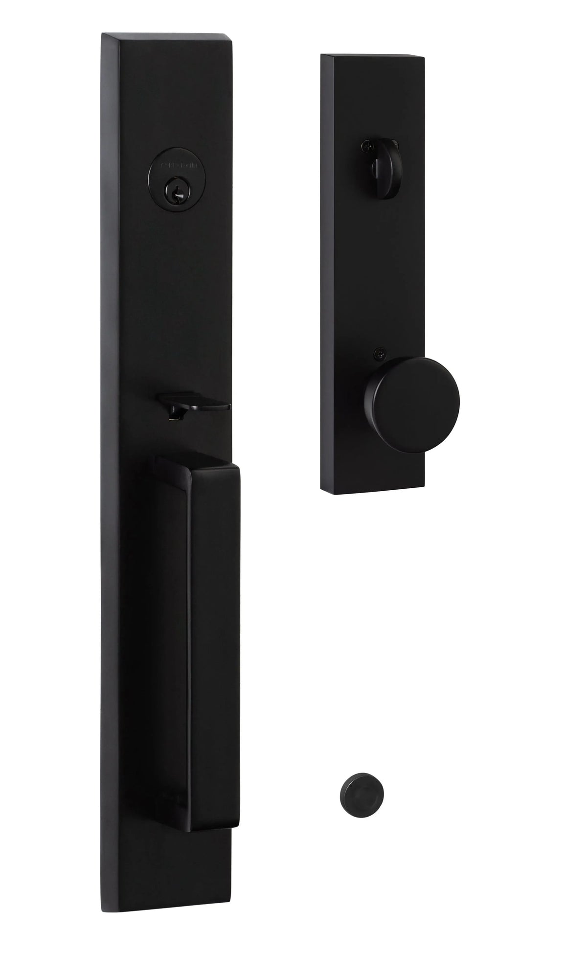 Ridgecrest Vail Handleset with Zermatt Full Plate Handleset Trim in Flat Black finish