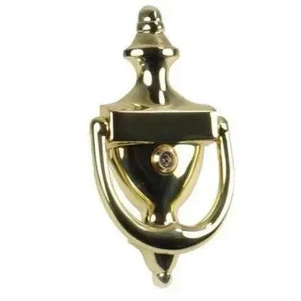 Baldwin 0103 Colonial Door Knocker with Observascope in Lifetime Polished Brass finish