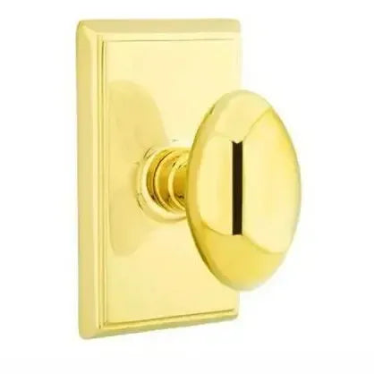 *SALE* Emtek Egg Knob with Rectangular Rosette in Unlacquered Brass finish