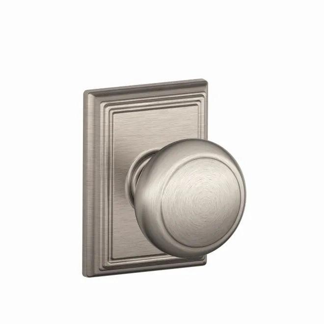 Schlage Andover Knob with Addison Rosette Satin Nickel