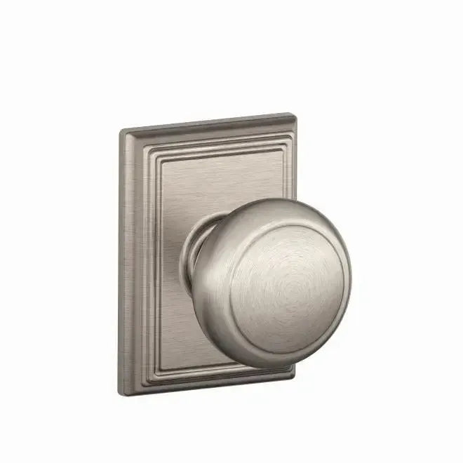Schlage Andover Knob with Addison Rosette in Satin Nickel finish