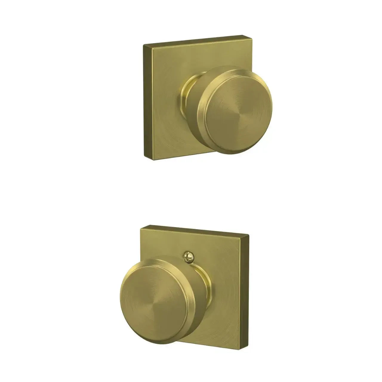 Schlage Bowery Knob with Collins Rosette in Satin Brass finish
