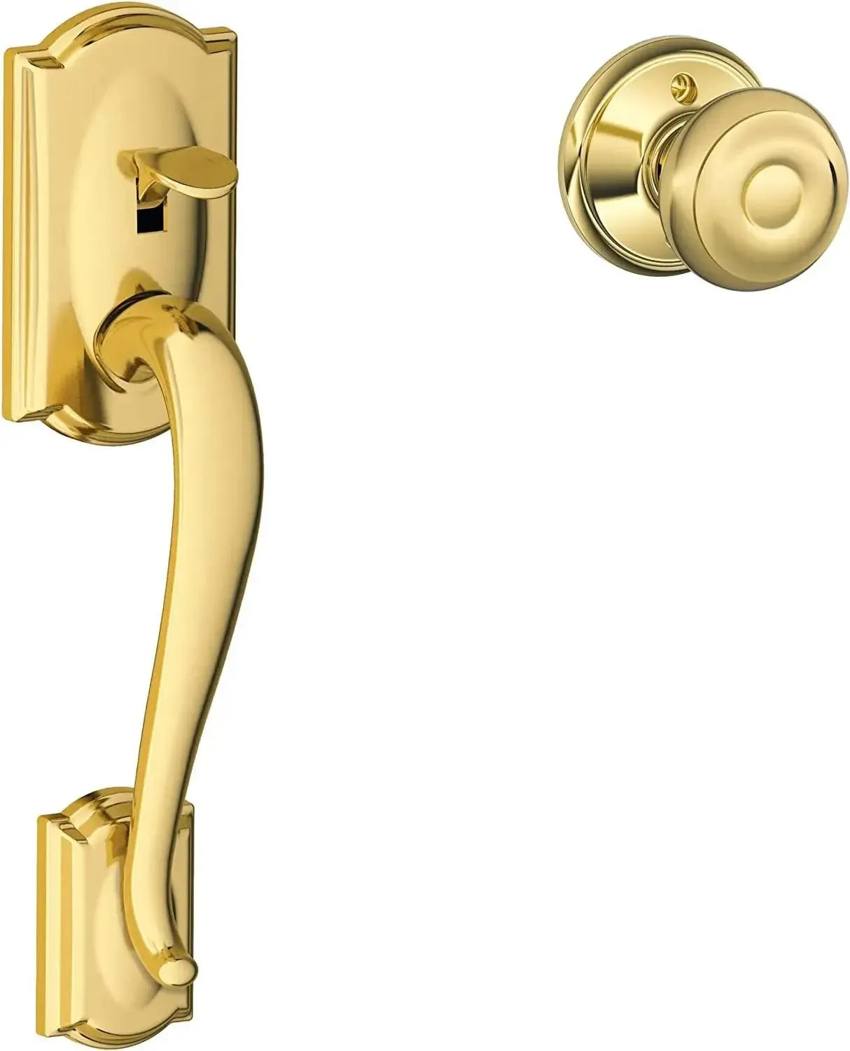 Schlage Camelot Bottom Half Handleset With Georgian Knob in Lifetime Brass finish