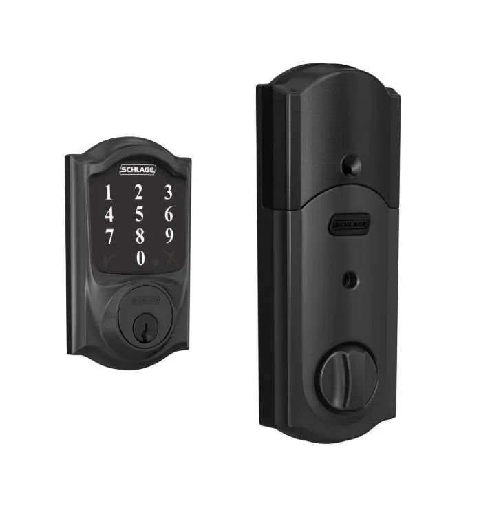 Schlage Camelot Connect™ Smart Deadbolt, Z-Wave Plus in Matte Black finish