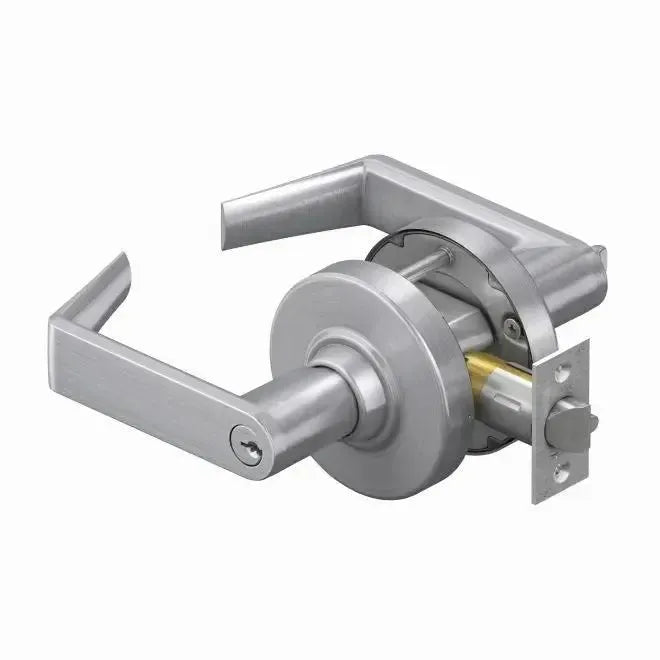 Schlage Commercial ALX Series Grade 2 Entry Rhodes Lever Lock With C Keyway, 47267042 2-3/4" Deadlatch, and 47267101 ANSI Strike Satin Chrome