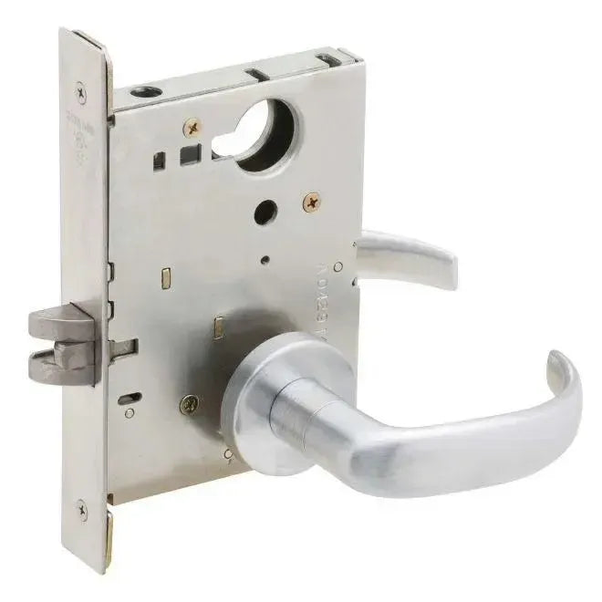 Schlage Commercial Passage Latch Mortise Lock With 17 Lever and A Rosette Satin Chrome