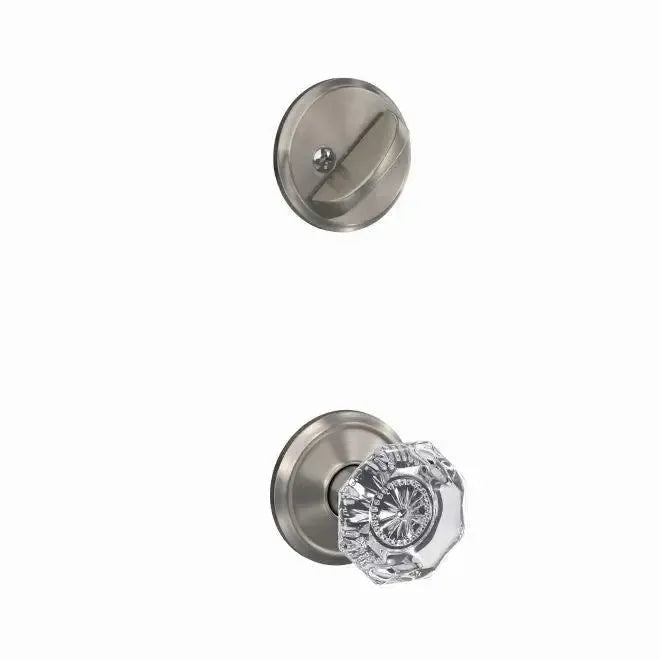 Schlage Custom Alexandria Glass Knob With Alden Rosette Interior Active Trim - Exterior Handleset Sold Separately Satin Nickel