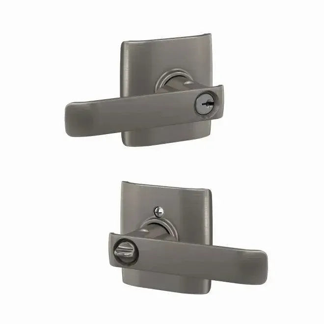 Schlage Custom Keyed Entry Clybourn Lever with Dalton Rosette in Satin Nickel finish