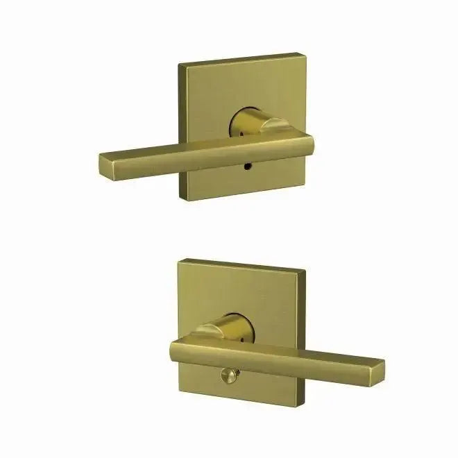 Schlage Custom Latitude Lever with Collins Rosette in Satin Brass finish