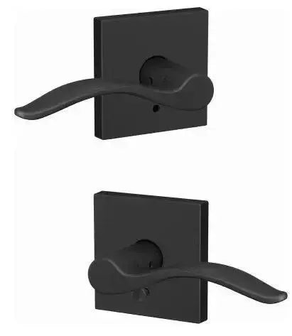 Schlage Custom Passage and Privacy Pennant Lever with Collins Rosette in Flat Black finish