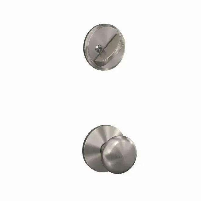 Schlage Custom Plymouth Knob With Kinsler Rosette Interior Active Trim - Exterior Handleset Sold Separately Satin Nickel