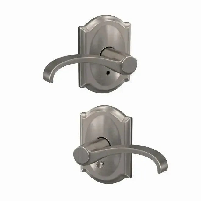 Schlage Custom Whitney Lever with Camelot Rosette in Satin Nickel finish