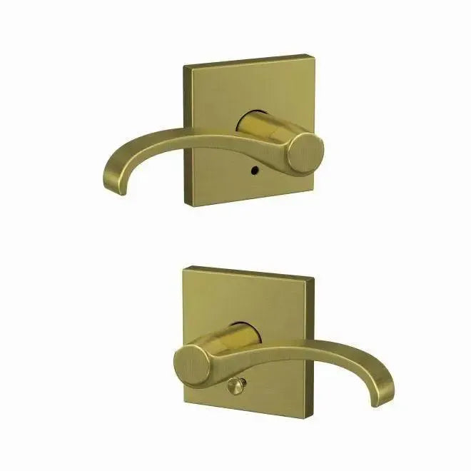 Schlage Custom Whitney Lever with Collins Rosette in Satin Brass finish