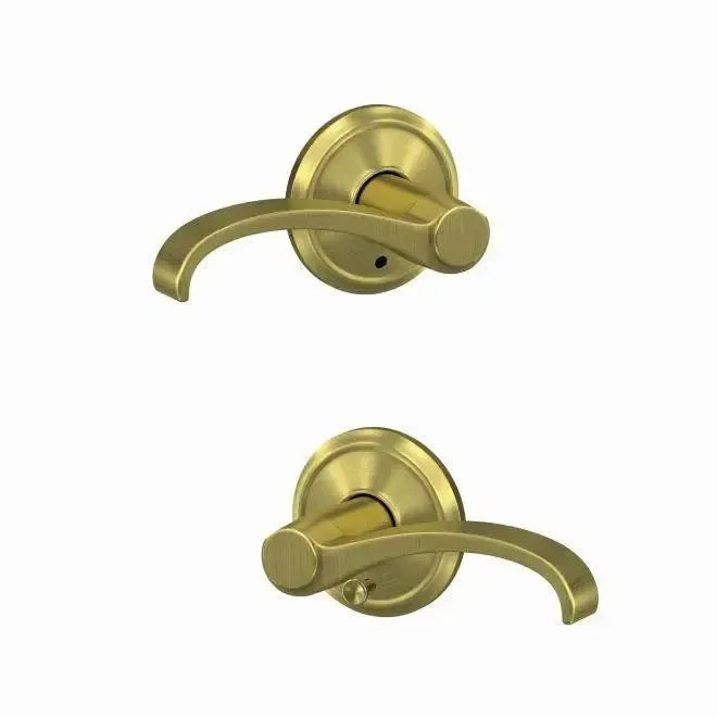 Schlage Custom Whitney Lever with Alden Rosette in Satin Brass finish
