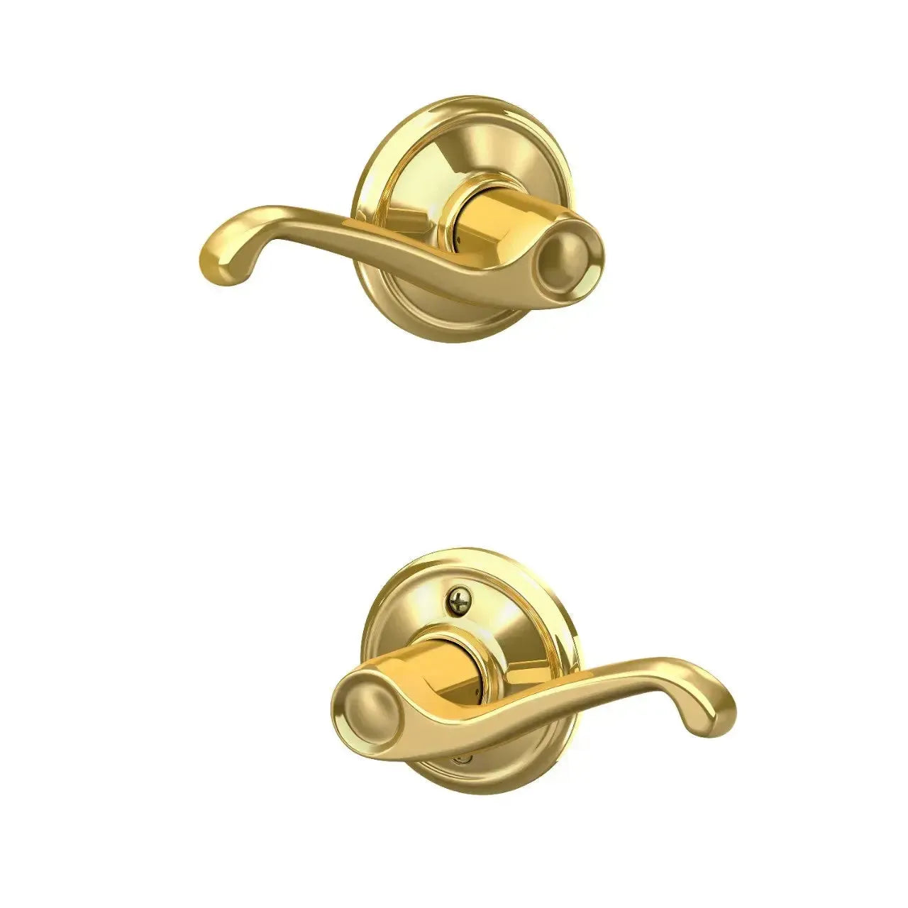 Schlage Flair Lever in Bright Brass finish