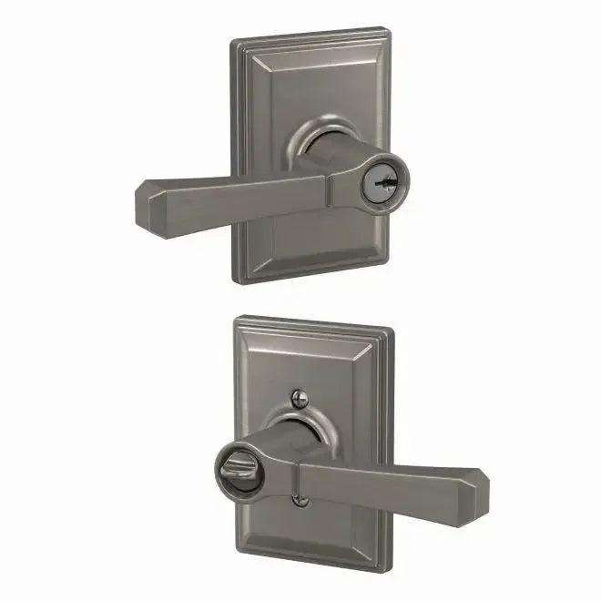 Schlage Keyed Entry Rivington Lever with Grandville Rosette in Satin Nickel finish