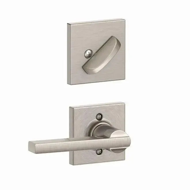 Schlage Latitude Lever With Collins Rosette Interior Active Handleset Trim - Exterior Handleset Sold Separately Satin Nickel