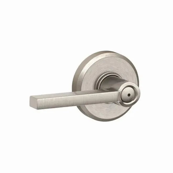Schlage Latitude Privacy Lever With Greyson Rosette Satin Nickel