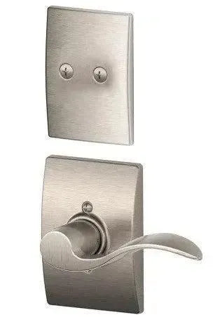 Schlage Left Hand Accent Dummy Lever With Century Rosette Interior Trim - Exterior Handleset Sold Separately Satin Nickel