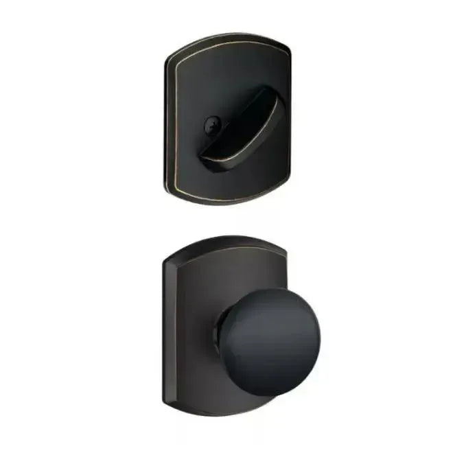 Schlage Plymouth Knob With Greenwich Rosette Interior Active Trim - Exterior Handleset Sold Separately in Aged Bronze finish