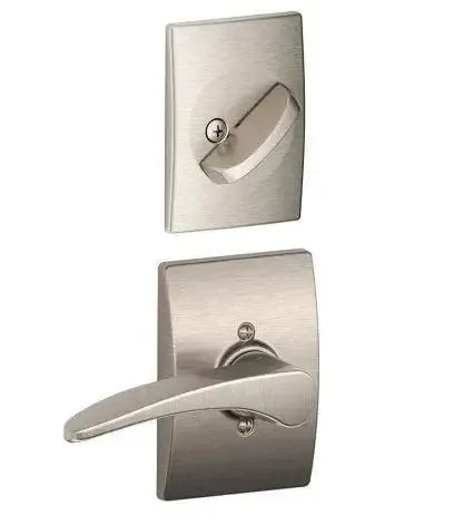 Schlage Right Hand Manhattan Lever With Century Rosette Interior Active Trim - Exterior Handleset Sold Separately Satin Nickel