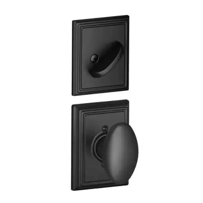 Schlage Siena Knob With Addison Rosette Interior Active Trim - Exterior Handleset Sold Separately in Flat Black finish