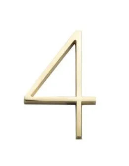 Sure-Loc 5" Floating House Number 4 in Satin Brass finish