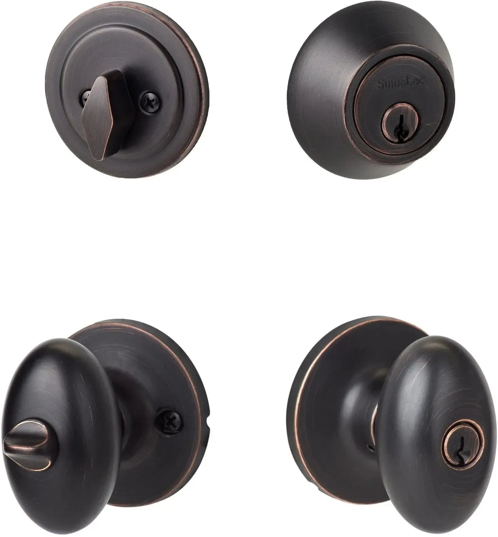 Sure-Loc Arapaho Entry Knobset With KA Deadbolt Vintage Bronze