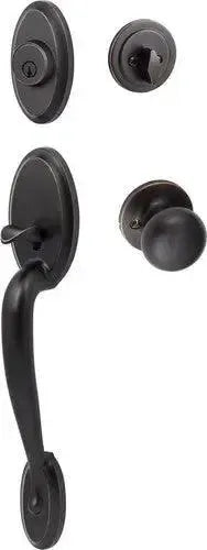 Sure-Loc Aspen Handleset With Durango Knob Interior Trim in Vintage Bronze finish