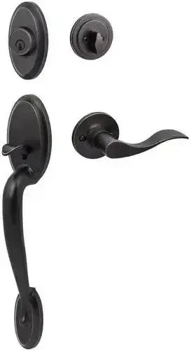 Sure-Loc Aspen Handleset With Snowbird Lever Interior Trim in Vintage Bronze finish
