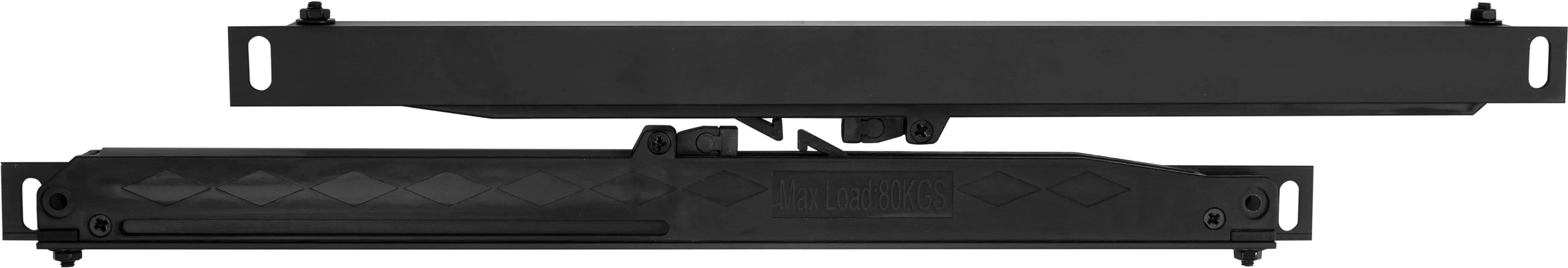 The Sure-Loc Barn Door Track Soft Close For Strap Mounted Kits in Flat Black finish