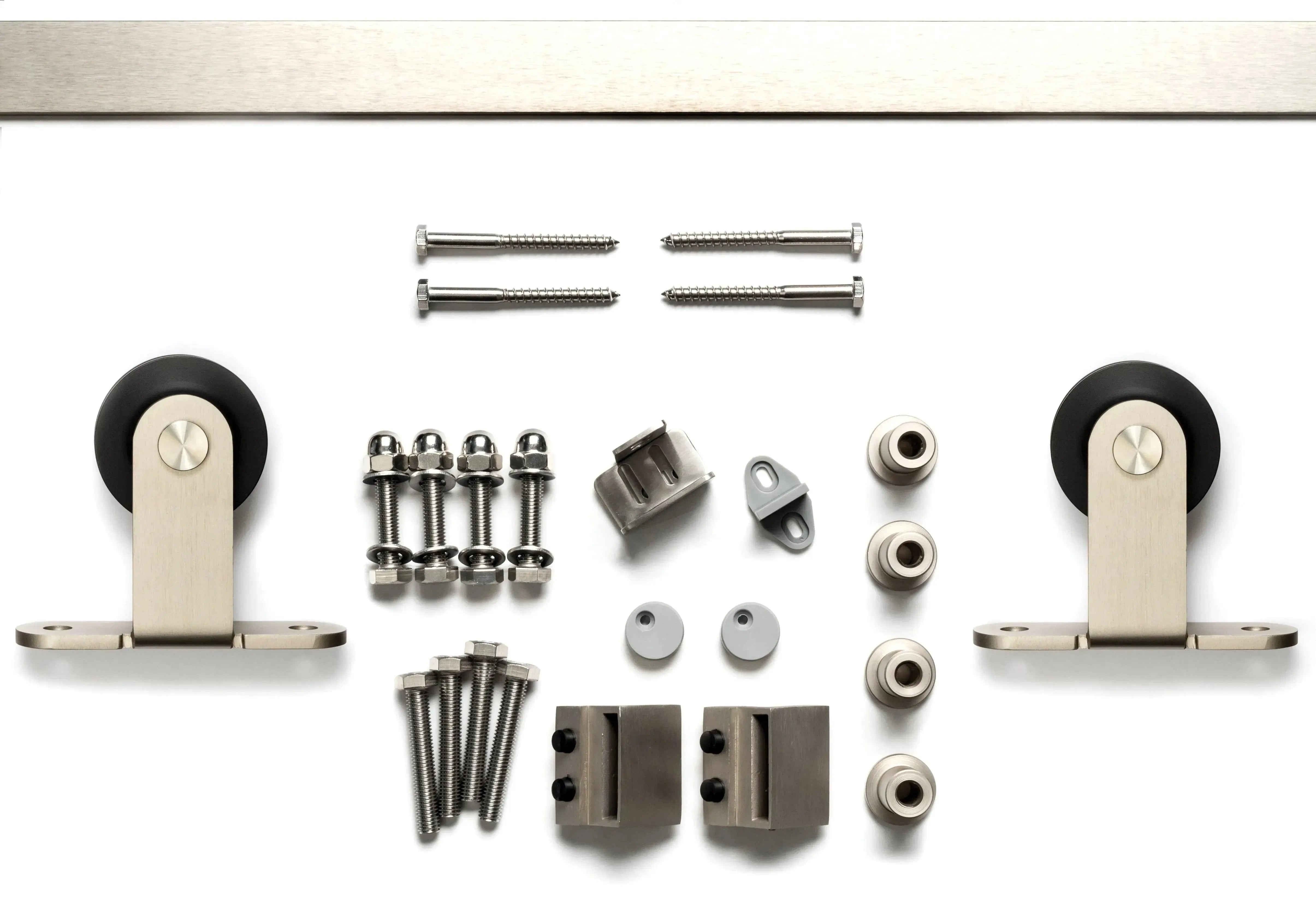 The Sure-Loc Barn Door Track System, Top Mounted Roller, 72" in Satin Nickel finish
