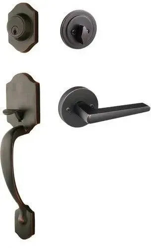 Sure-Loc Coral Handleset With Basel Round Lever Interior Trim Vintage Bronze