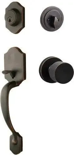Sure-Loc Coral Handleset With Bergen Round Knob Interior Trim Vintage Bronze