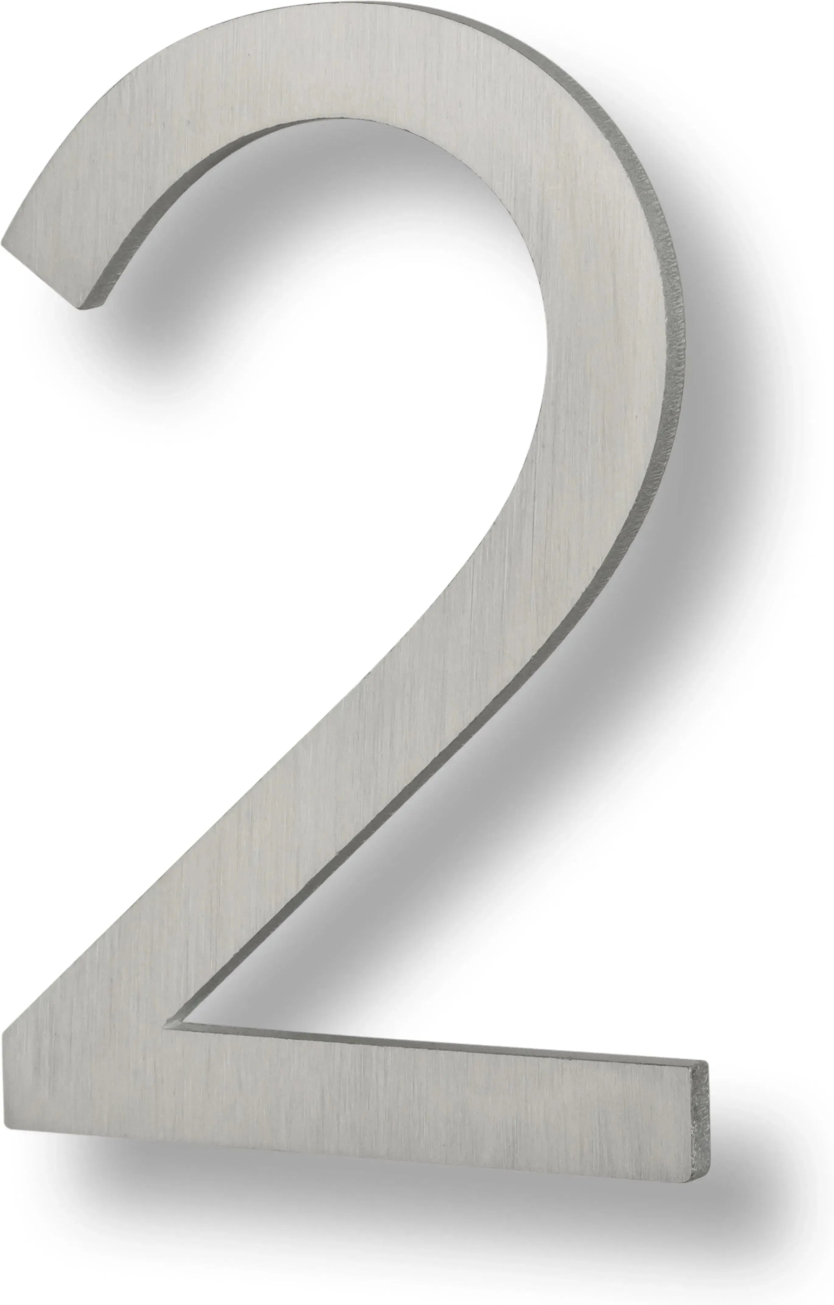 The Sure-Loc Floating House Number, 6", No. 2 in Brushed Aluminum finish
