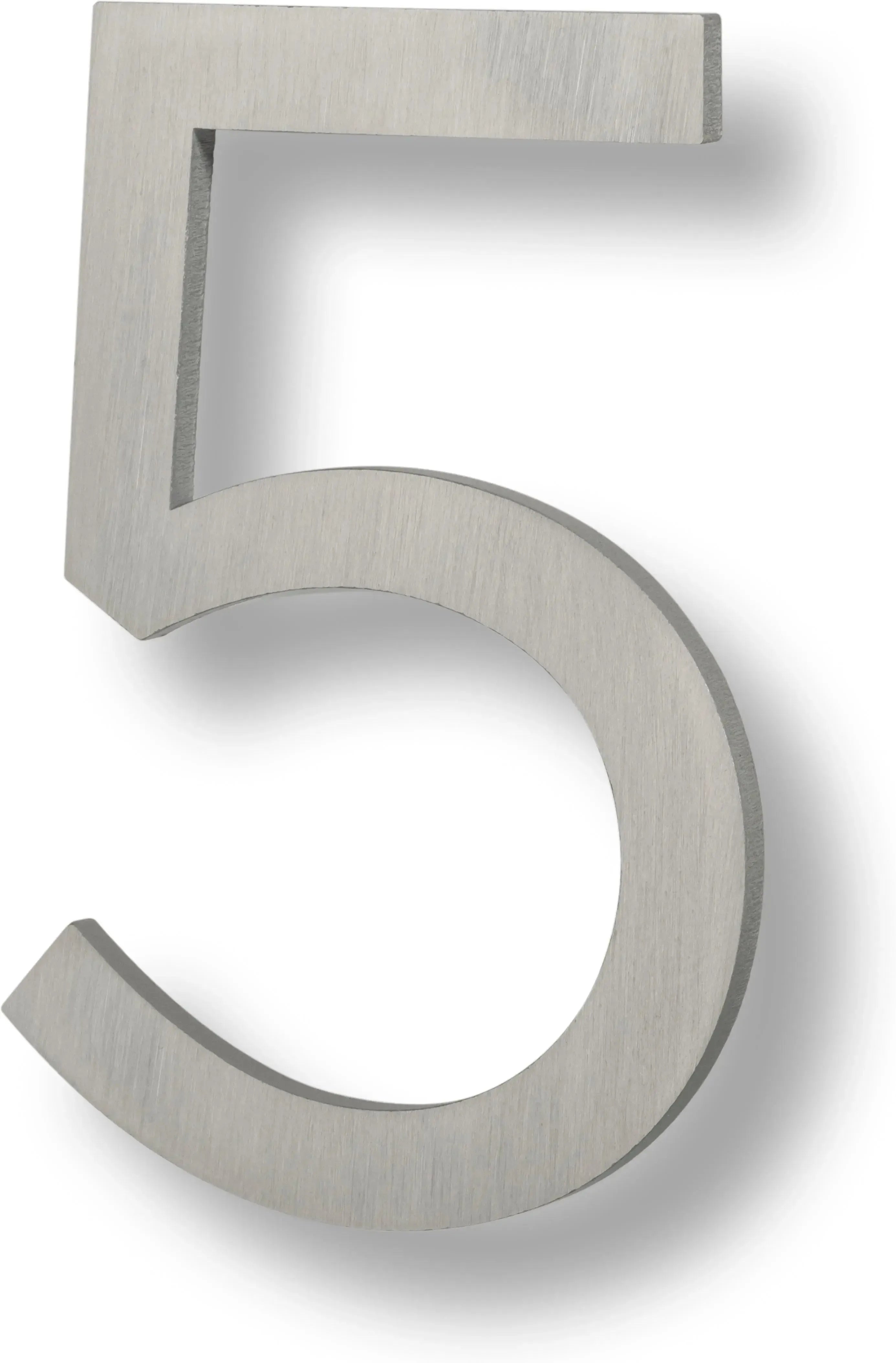The Sure-Loc Floating House Number, 6", No. 5 in Brushed Aluminum finish