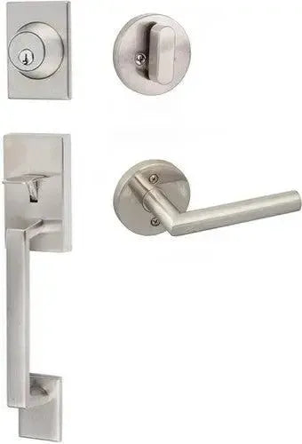Sure-Loc Koln Handleset with Round Thumb Turn and Interior Hanover Lever Satin Stainless Steel